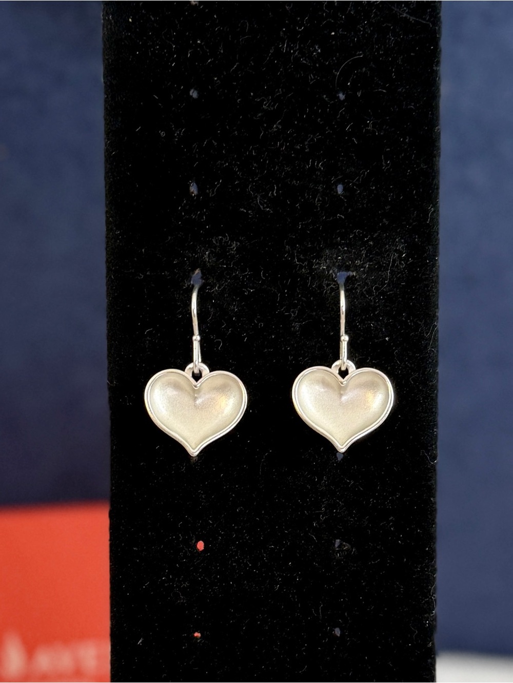 JAMES AVERY Sterling Silver Concave Puffy Heart Dangle Hook Earrings; RETIRED
